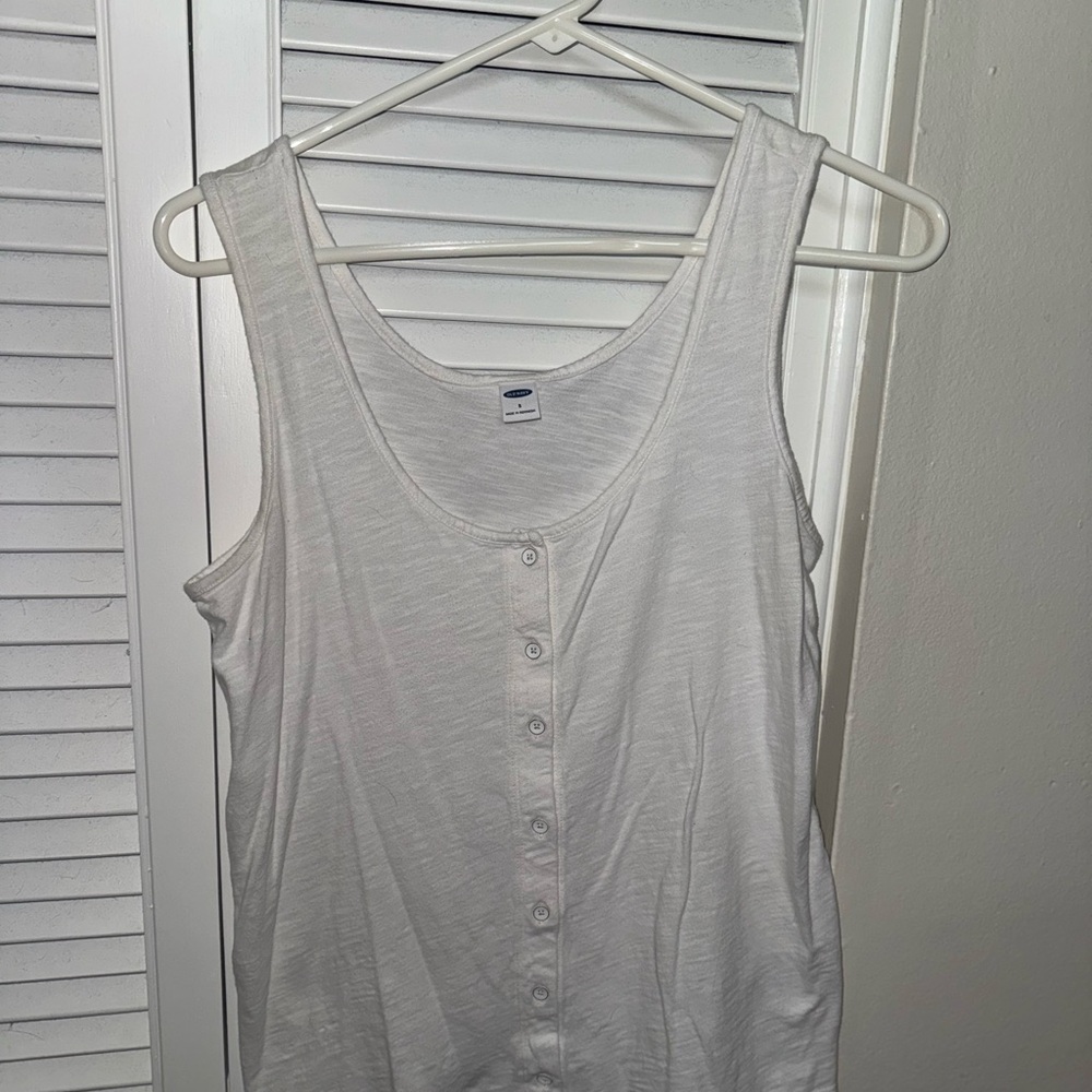 Old Navy White Button-Front Tank Top